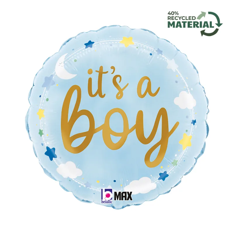 18" Μπαλόνι γέννησης It's A Boy Stars &amp; Clouds