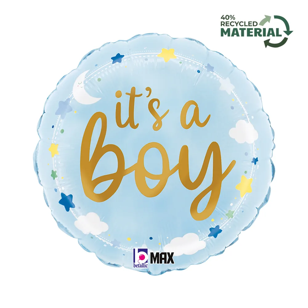 18" Μπαλόνι γέννησης It's A Boy Stars &amp; Clouds