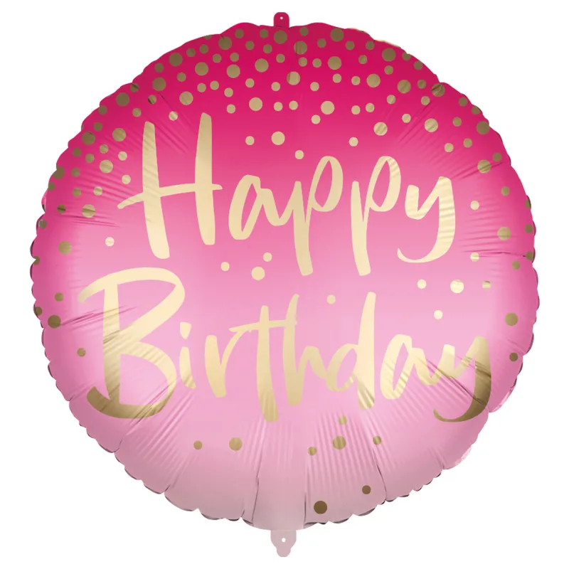 18'' Μπαλόνι Happy Birthday Όμπρε Ροζ