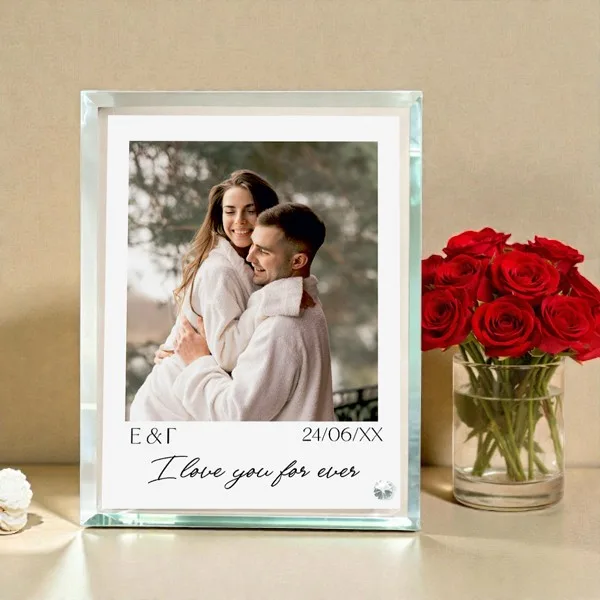 Γυάλινη κορνίζα με εφέ καθρέπτη Polaroid I love you