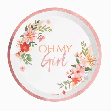 Χάρτινα Πιάτα Πάρτυ - Oh My Girl Floral (8 Τεμ)