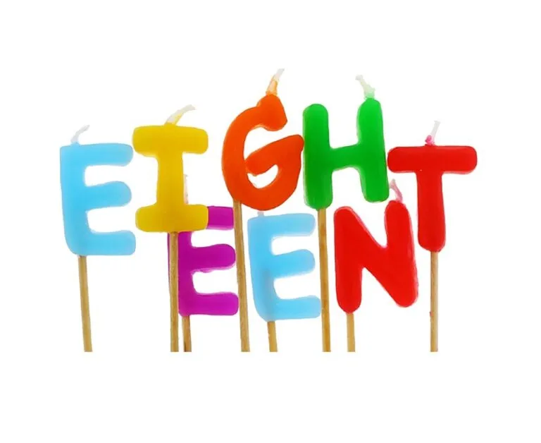 Πολύχρωμα Κεράκια "Eighteen" (8 τεμ)