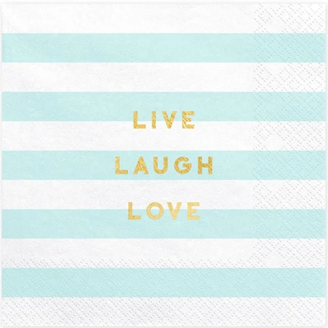 Χαρτοπετσέτες Γαλάζιες ριγέ - Live Laugh Love (20 τεμ)