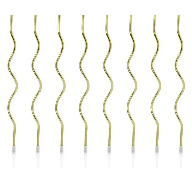 Χρυσά ψηλά κεράκια Curl (8 τεμ)