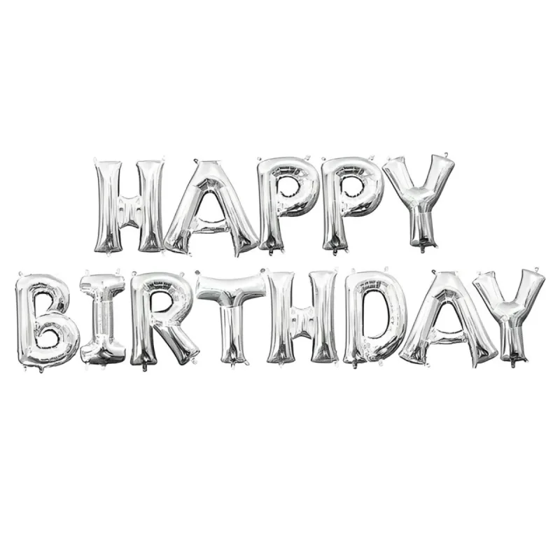 Μπαλόνια Happy Birthday Ασημί (13 τεμ)