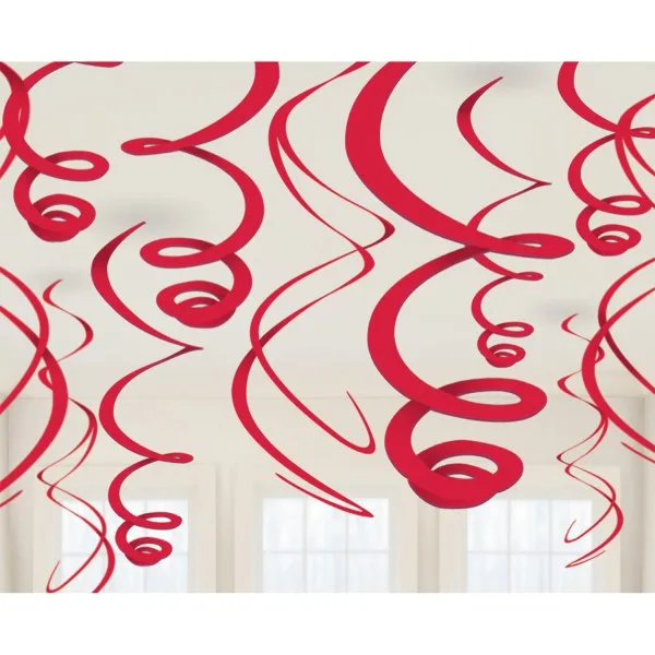 Swirl Διακοσμητικά Οροφής foil κόκκινα (12τεμ)