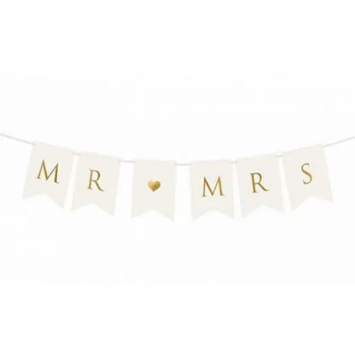 Μπάνερ γάμου λευκό Mr &amp; Mrs