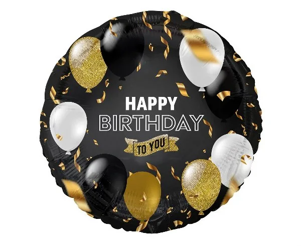 18" Μπαλόνι μαύρο "Happy Birthday To You"