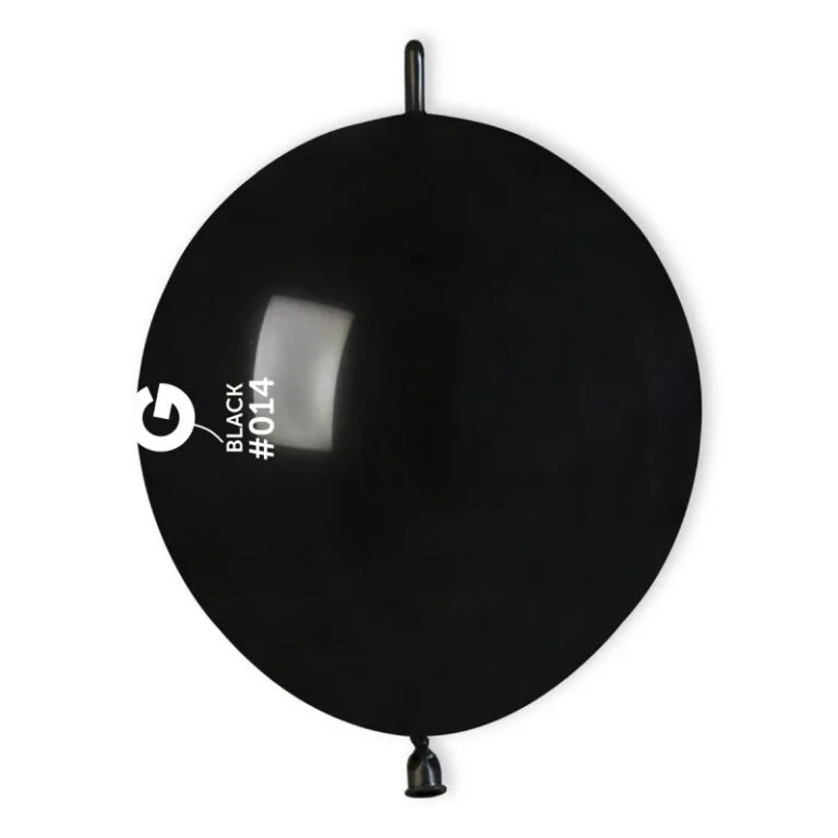 12" Μαύρο μπαλόνι Link-O-Loons με ουρίτσα (100 τεμ)