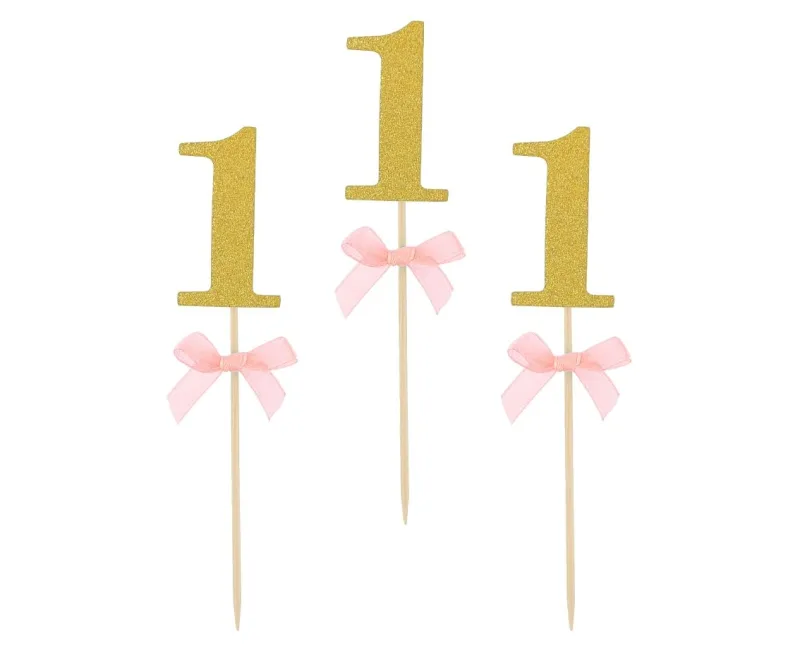 Οδοντογλυφίδες πάρτυ 1st Birthday ροζ (10 τεμ)