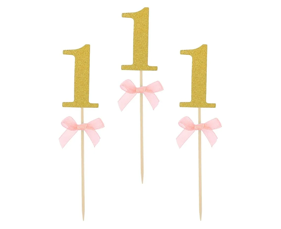 Οδοντογλυφίδες πάρτυ 1st Birthday ροζ (10 τεμ)