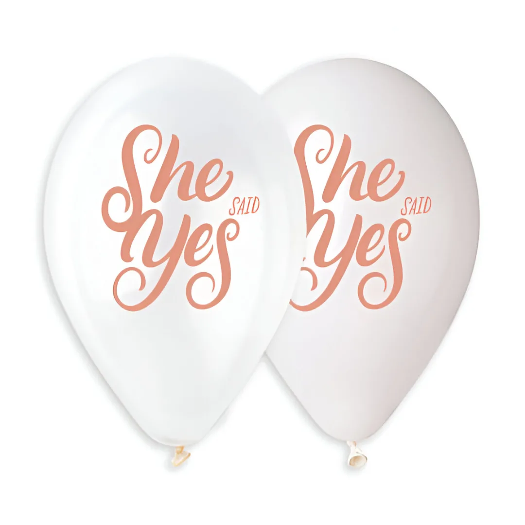 Άσπρα Μπαλόνια "She Said Yes" (25 τεμ)