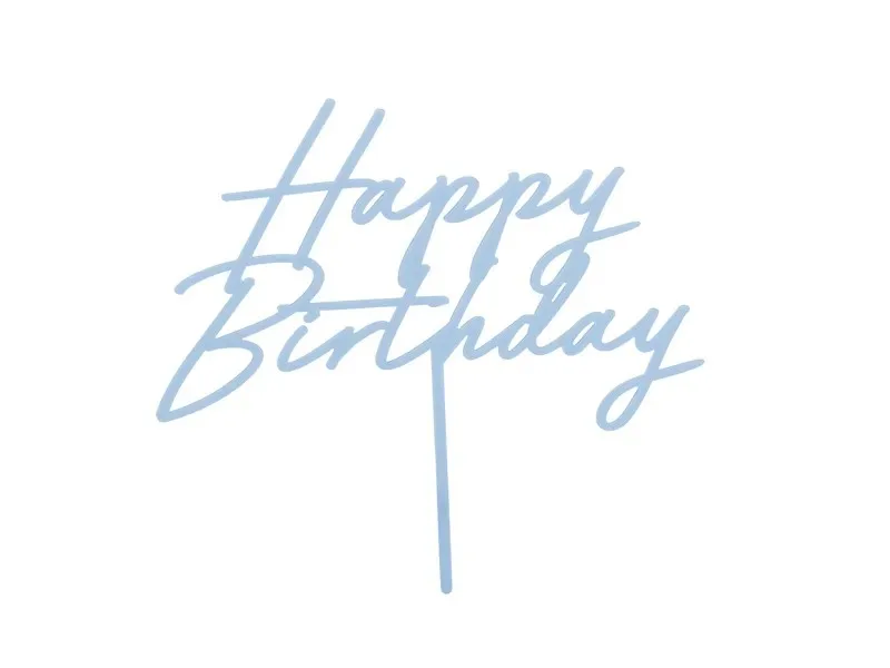 Topper Τούρτας Happy Birthday Απαλό Γαλάζιο