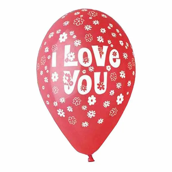 12" Μπαλόνι τυπωμένο 'I Love you' μαργαρίτες ( 25 τεμ)