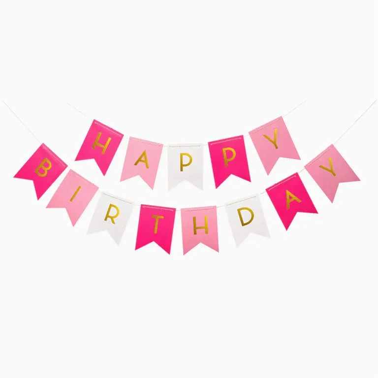 Γιρλάντα Happy Birthday - Ροζ &amp; Φούξια