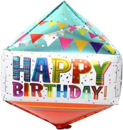 15" Μπαλόνι Happy Birthday Κύβος