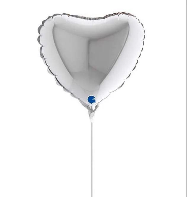 10" Mini Shape μπαλόνι Ασημί Καρδιά