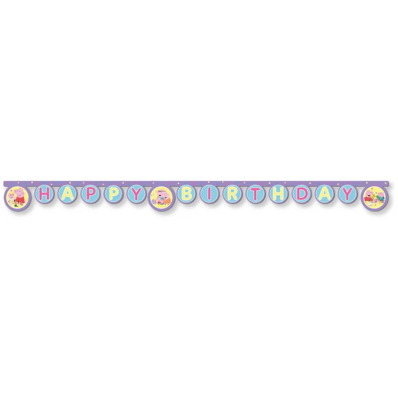 Γιρλάντα Happy Birthday - Πέππα Γουρουνάκι &amp; Baby Evie (200cm)