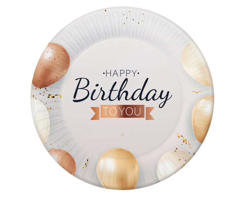 Πιάτα γλυκού Rosegold Birthday (6 τεμ)