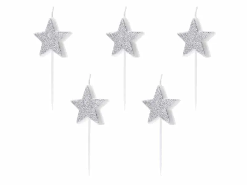 Κεράκια γενεθλίων Αστεράκια ασημί