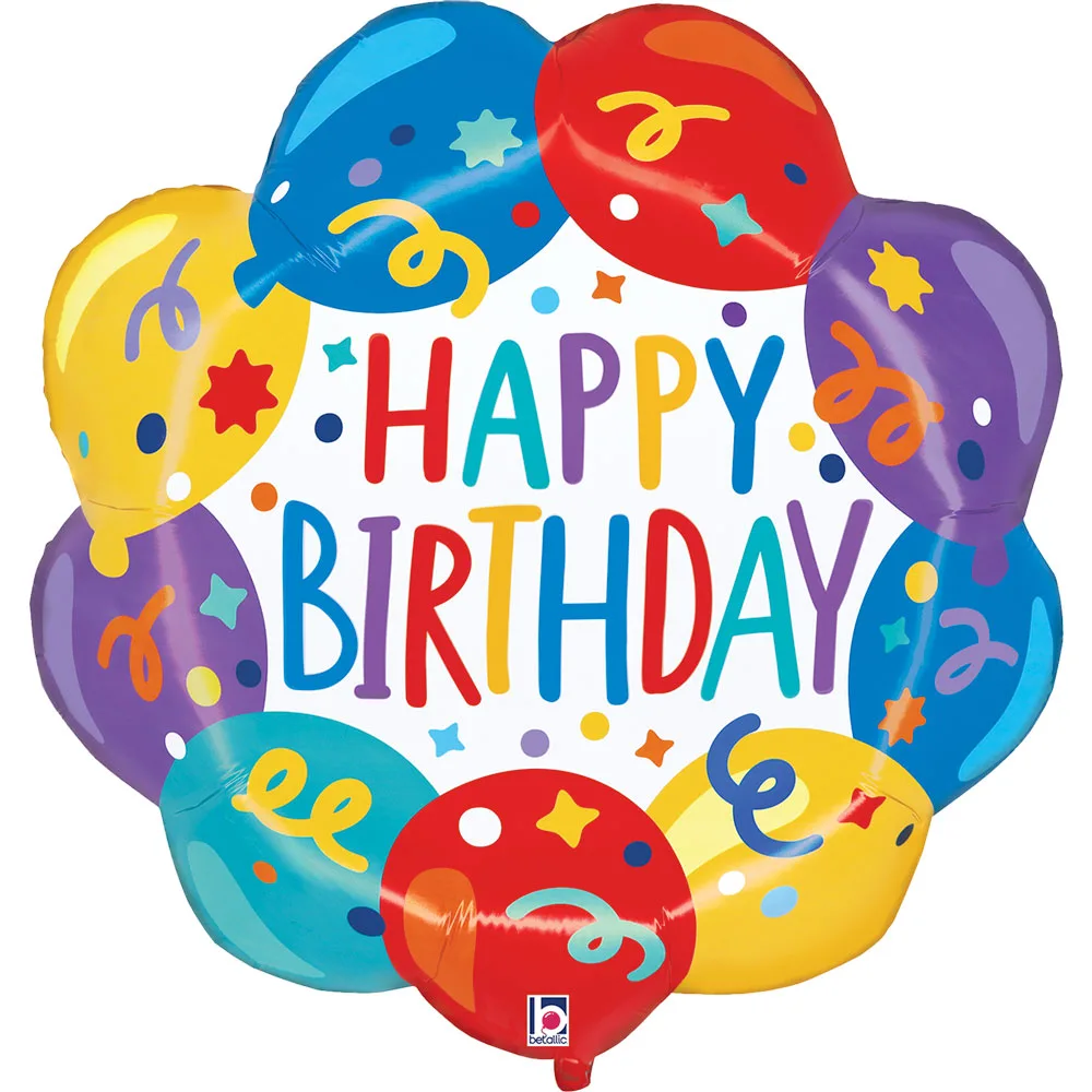 27'' Μπαλόνι Happy Birthday - Πολύχρωμο Στεφάνι
