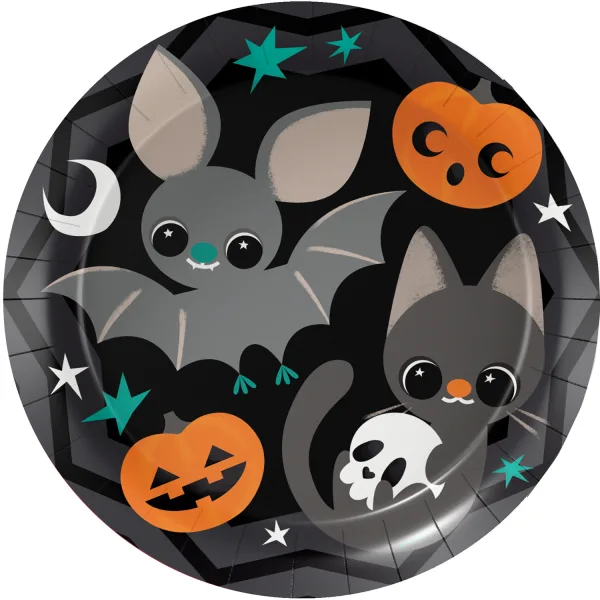 Halloween Πιάτα πάρτυ - Νυχτερίδες &amp; Γατούλες (8 τεμ)