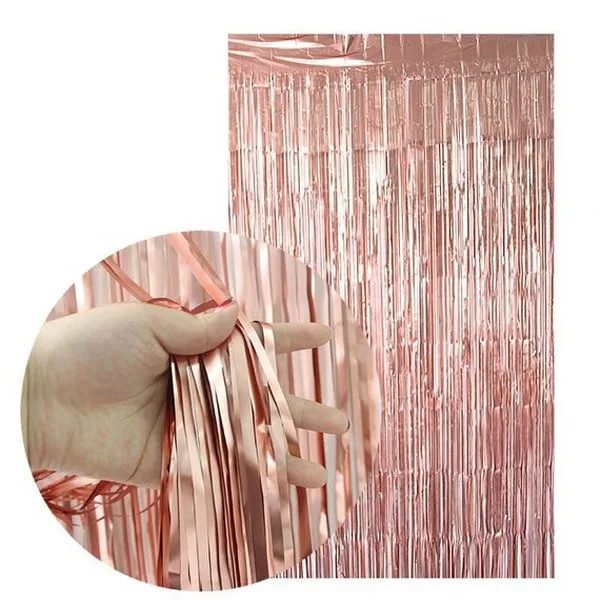 Ροζ-χρυσή foil Κουρτίνα Πάρτυ 200x100cm