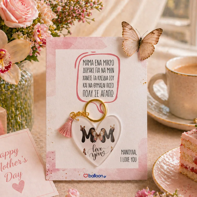 Μπρελόκ Καρδιά για Μαμά – Mom Love You