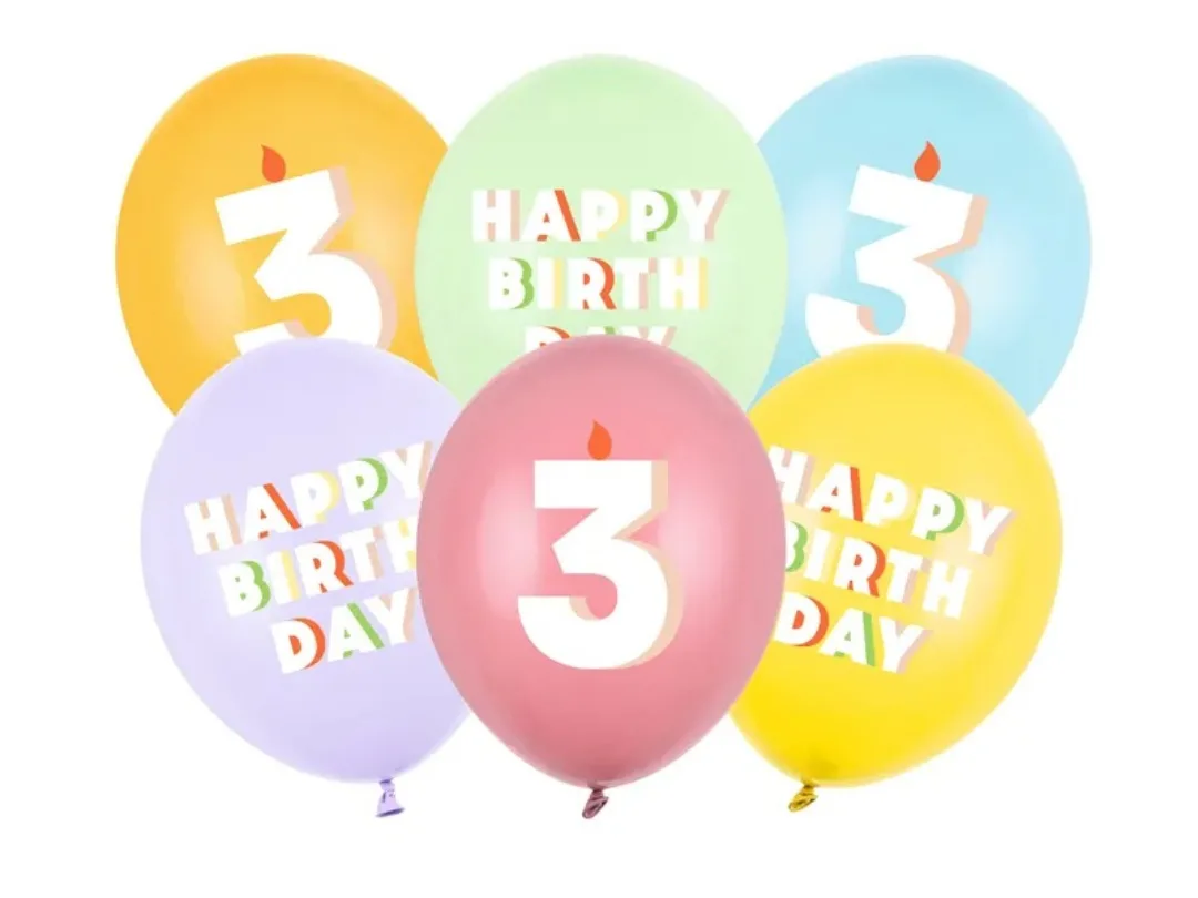 Σετ μπαλόνια παστέλ Happy Birthday No 3