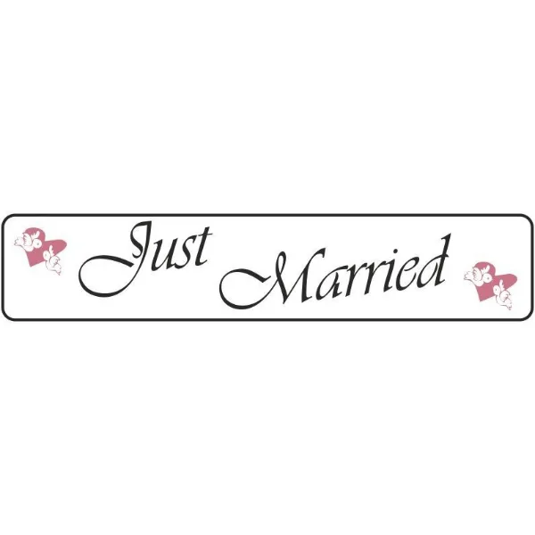 Πινακίδα αυτοκινήτου γάμου "Just Married" περιστέρια (2 τεμ)