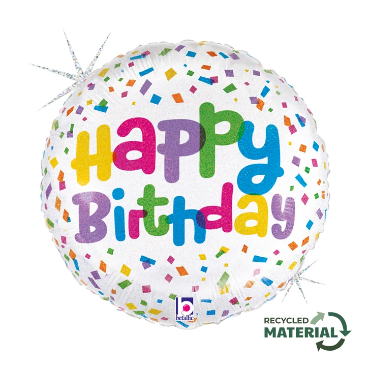 18" Μπαλόνι κονφετί 'Happy Birthday'