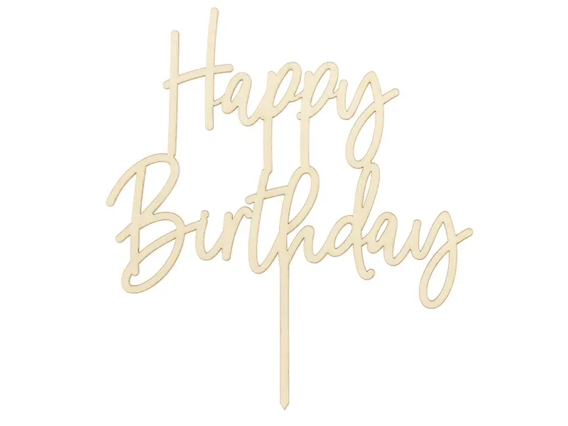 Ξύλινο topper τούρτας Happy Birthday