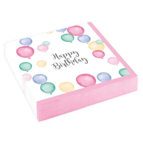 Χαρτοπετσέτες Happy Birthday παστέλ (16 τεμ)
