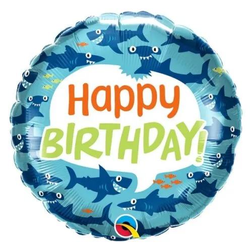 18" Μπαλόνι Happy Birthday - Καρχαριάκια