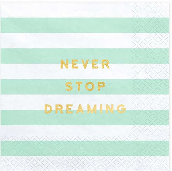 Χαρτοπετσέτες Μέντα ριγέ - Never Stop Dreaming (20 τεμ)