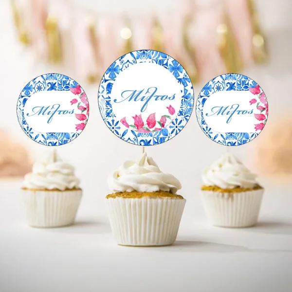 Topper Cupcake - Βουκαμβίλια (6 τεμ)