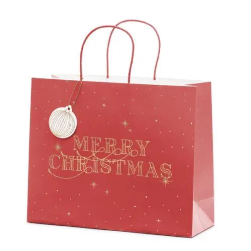 Τσάντα Δώρου Merry Christmas κόκκινη