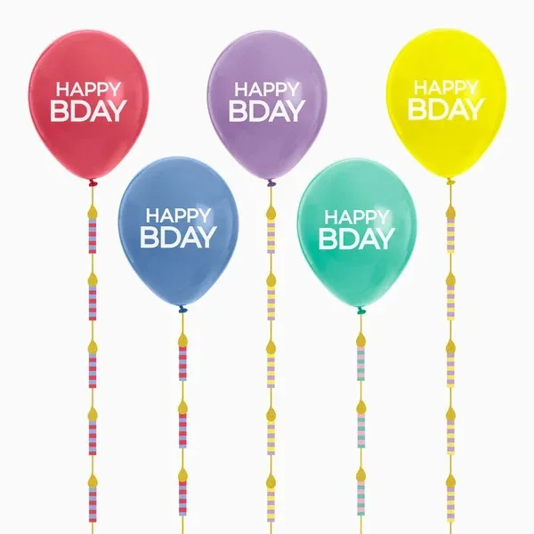 Σετ Μπαλόνια Happy Birthday - Κορδέλες Γιρλάντα (5 Τεμ)