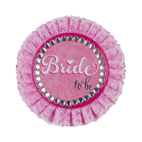 Παράσημο Ροζ με δαντέλα "Bride to be"