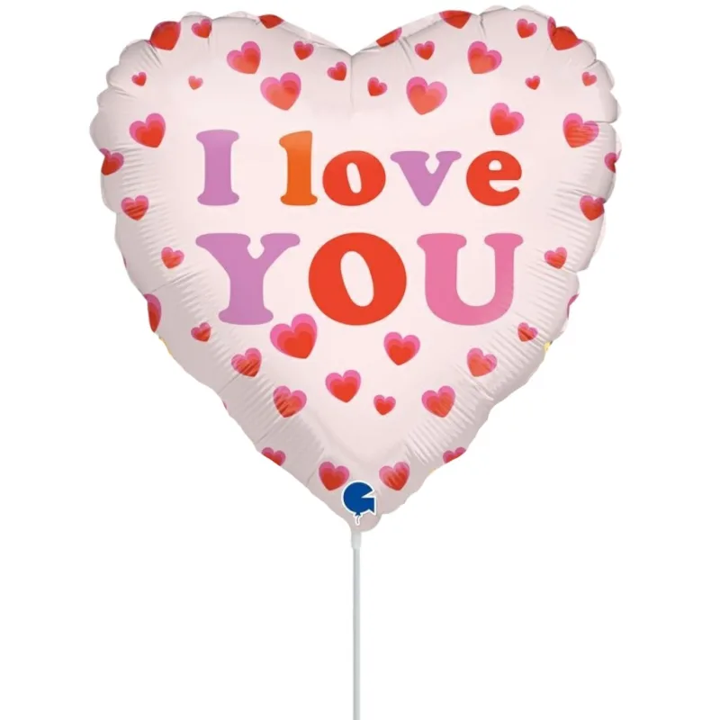 Mini Shape Ροζ Mπαλόνι καρδιά "I Love You"