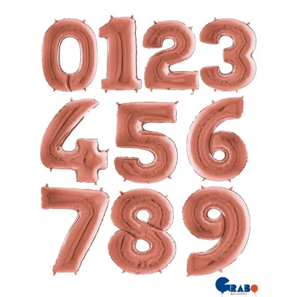 Μπαλόνια Αριθμοί Ροζ Χρυσό 66 cm - 26"