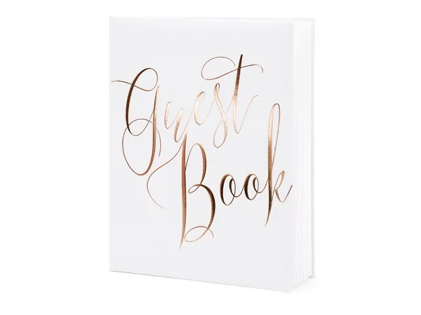 Λευκό Βιβλίο Ευχών Guest Book με rosegold γράμματα