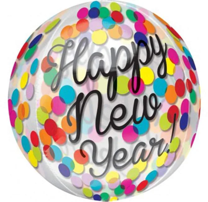 18" Μπαλόνι "Happy New Year" κομφετί ORBZ
