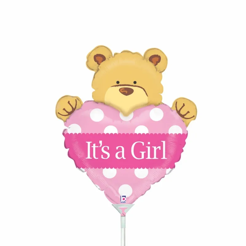 Mini Shape Μπαλόνι - Αρκουδάκι με Καρδιά It's A Girl
