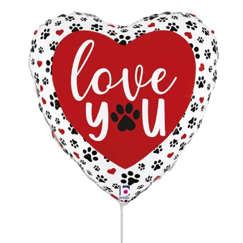 9" Mini Shape Μπαλόνι "Love You" Paw Prints