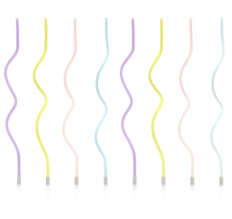Πολύχρωμα Ψηλά Κεράκια Curl (8 τεμ)