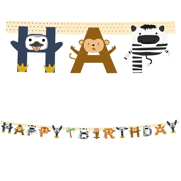 Γιρλάντα Happy Birthday - Ζωάκια ζούγκλας ZOO 2m
