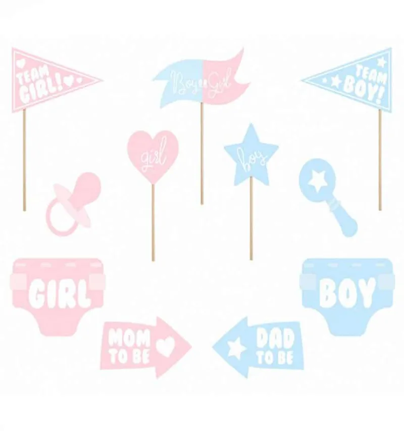 Στικάκια PhotoBooth Gender Reveal party (11 τεμ)