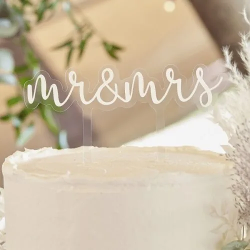 Ακρυλικό topper γαμήλιας τούρτας Mr &amp; Mrs