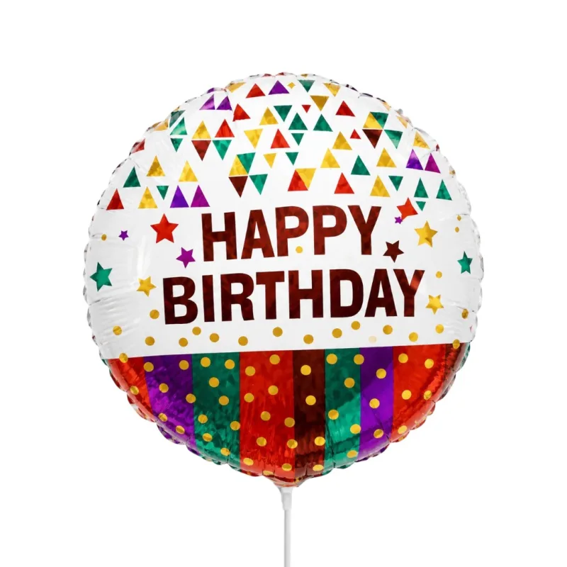 Mini Shape Μπαλόνι Happy Birthday Κονφετί